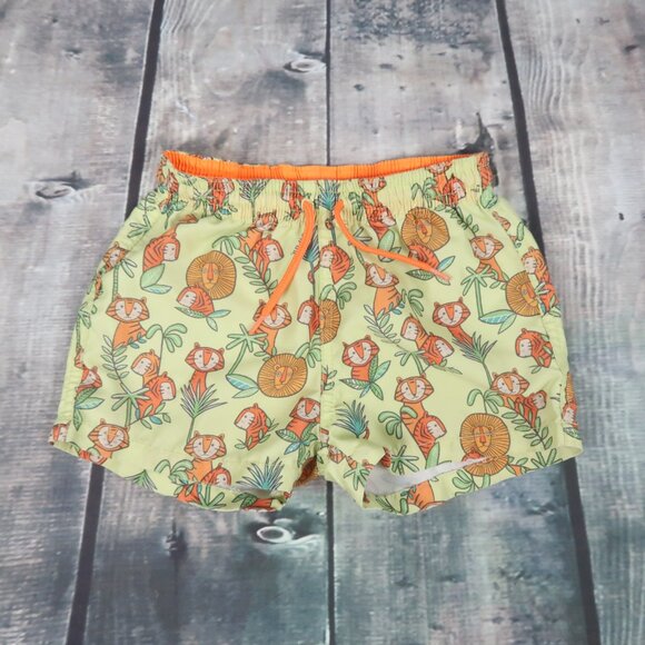 ZARA BABY LION & TIGER JUNGLE PRINT SWIM TRUNKS SIZE 2/3 - Picture 1 of 3
